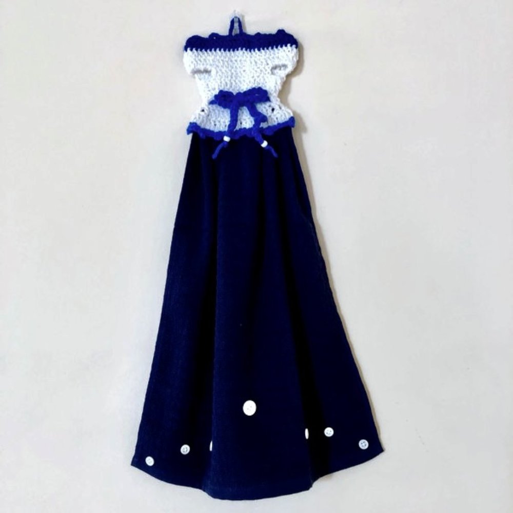 Crochet Dress, Tea Towel, Crochet Dish or Hand Hanging Towel